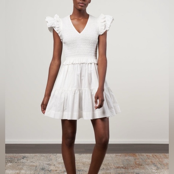 Sea New York Phoebe White Ruffle Mini Dress - Picture 1 of 11